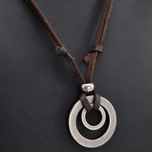 Double Circle Leather Necklace